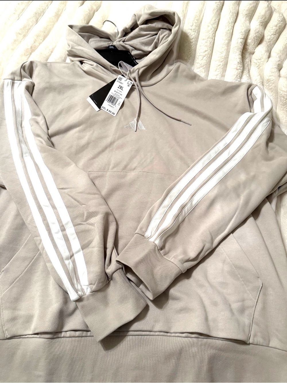 adidas Beige Hoodie with White Logo